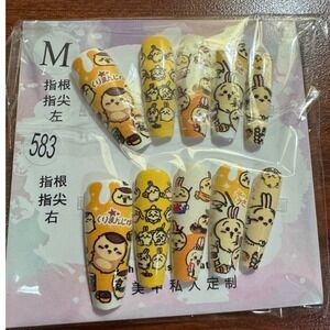 Kawaii Anime Style Press On Nails Medium‎ Length Cute Cartoon Nail Art Set